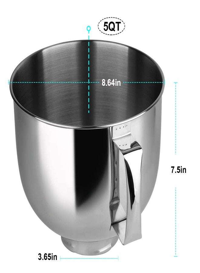 Veterger Replacement Parts Stainless Steel 5-Quart Mixing Bowl,Compatible with Cuisinart stand mixers SM-50 and SMD-50 Series - Image 2